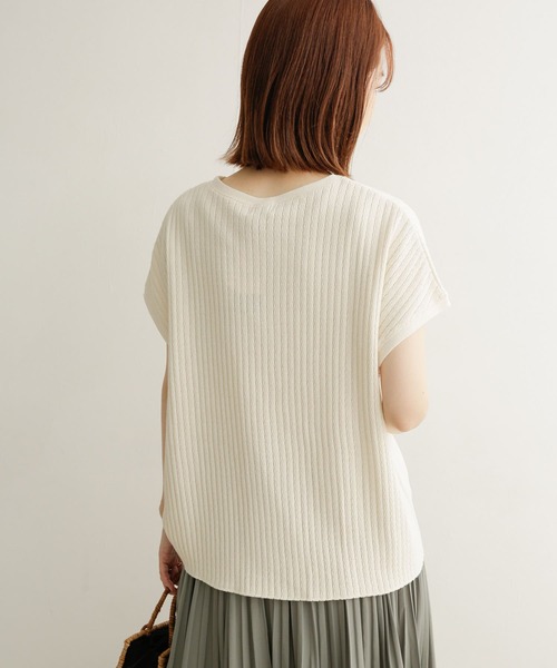 URBAN RESEARCH DOORS（アーバンリサーチドアーズ）の「針抜きサーマルフレンチスリーブ（Tシャツ/カットソー・レディース・チャコールグレー/オフホワイト/グリーン系その他・MEDIUM）」の9枚目の写真