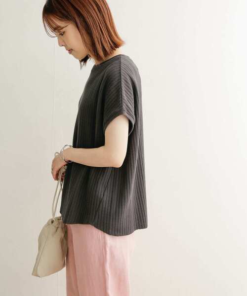 URBAN RESEARCH DOORS（アーバンリサーチドアーズ）の「針抜きサーマルフレンチスリーブ（Tシャツ/カットソー・レディース・チャコールグレー/オフホワイト/グリーン系その他・MEDIUM）」の20枚目の写真