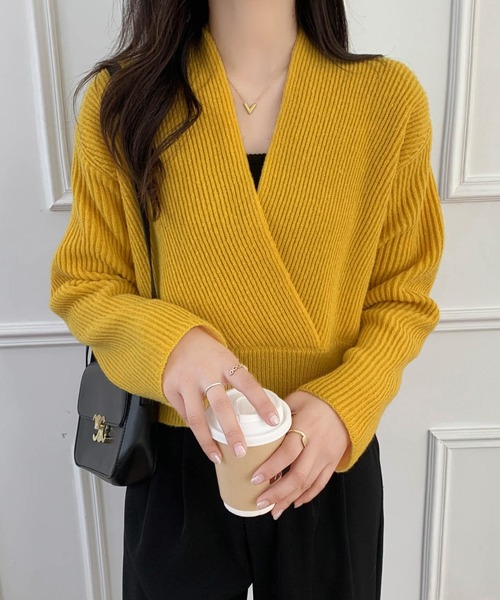 ABITOKYO（アビトーキョー）の「カシュクールニット長袖プルオーバー（ニット/セーター・レディース・ブラック/ベージュ/ブラウン/グレー/アイボリー/オレンジ/グリーン/カーキ/ブルー/チャコールグレー/キャメル/グレイッシュベージュ/ネイビー/モカ・FREE）」の13枚目の写真