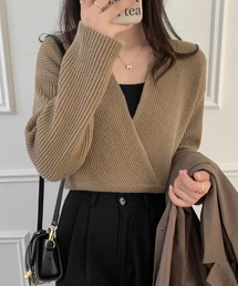 カシュクールニット長袖プルオーバー