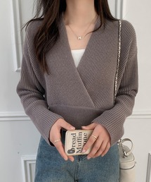 カシュクールニット長袖プルオーバー