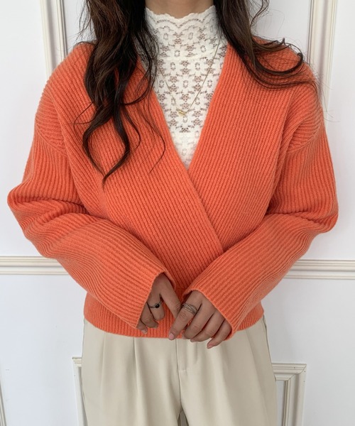 ABITOKYO（アビトーキョー）の「カシュクールニット長袖プルオーバー（ニット/セーター・レディース・ブラック/ベージュ/ブラウン/グレー/アイボリー/オレンジ/グリーン/カーキ/ブルー/チャコールグレー/キャメル/グレイッシュベージュ/ネイビー/モカ・FREE）」の14枚目の写真