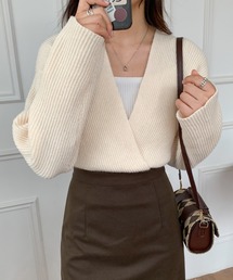カシュクールニット長袖プルオーバー