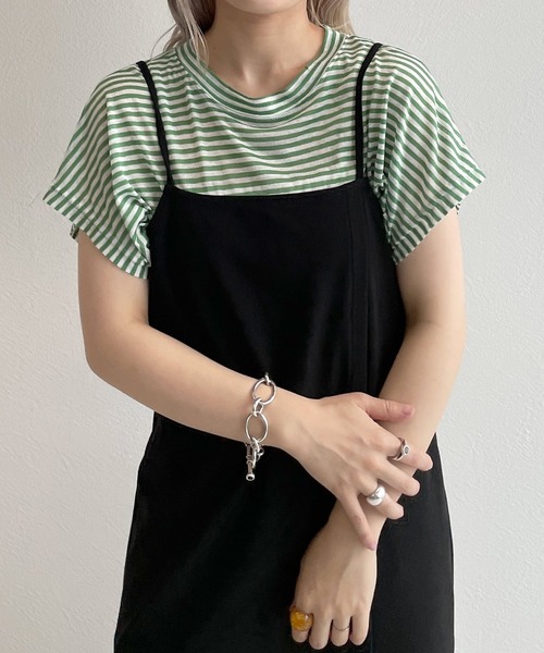 w closet（ダブルクローゼット）の「クルーネックノースリーブTシャツ（Tシャツ/カットソー・レディース・ホワイト×イエロー/ホワイト×ピンク/ホワイト×ブルー/グリーン系その他・FREE）」の4枚目の写真