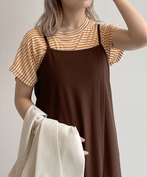 w closet（ダブルクローゼット）の「クルーネックノースリーブTシャツ（Tシャツ/カットソー・レディース・ホワイト×イエロー/ホワイト×ピンク/ホワイト×ブルー/グリーン系その他・FREE）」の1枚目の写真