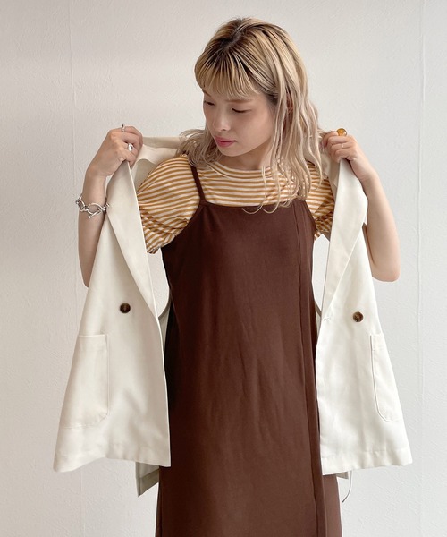 w closet（ダブルクローゼット）の「クルーネックノースリーブTシャツ（Tシャツ/カットソー・レディース・ホワイト×イエロー/ホワイト×ピンク/ホワイト×ブルー/グリーン系その他・FREE）」の21枚目の写真