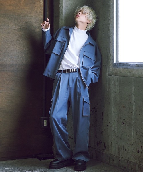 G.O.C（ジーオーシー）の「タック ワイド カーゴ トラウザー（カーゴパンツ・メンズ・オフホワイト/ブルー/ブラック・MEDIUM/LARGE）」の16枚目の写真