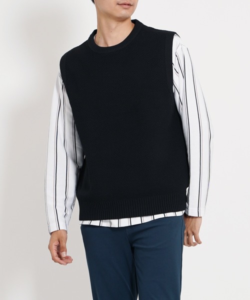 ikka（イッカ）の「ハイストレッチニットベスト（ベスト・メンズ・ベージュ/ブラック/ワイン・XL/S/L/M）」の2枚目の写真