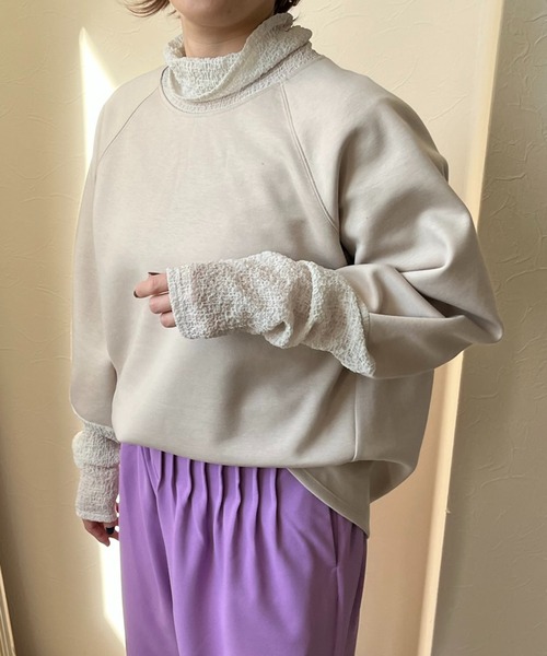 LHELBIE（レルビエ）の「レイヤードライクダンボールニットトップス（その他トップス・レディース・ブラック/ブルー/アイボリー/グレイッシュベージュ・M）」の3枚目の写真