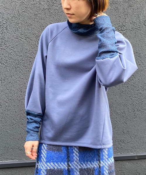 LHELBIE（レルビエ）の「レイヤードライクダンボールニットトップス（その他トップス・レディース・ブラック/ブルー/アイボリー/グレイッシュベージュ・M）」の4枚目の写真