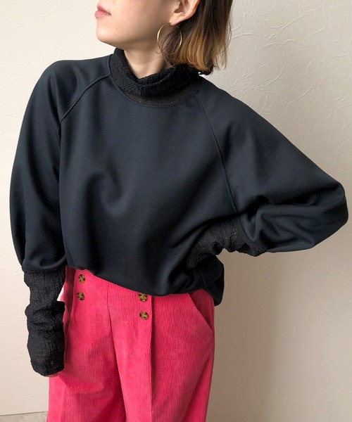LHELBIE（レルビエ）の「レイヤードライクダンボールニットトップス（その他トップス・レディース・ブラック/ブルー/アイボリー/グレイッシュベージュ・M）」の6枚目の写真