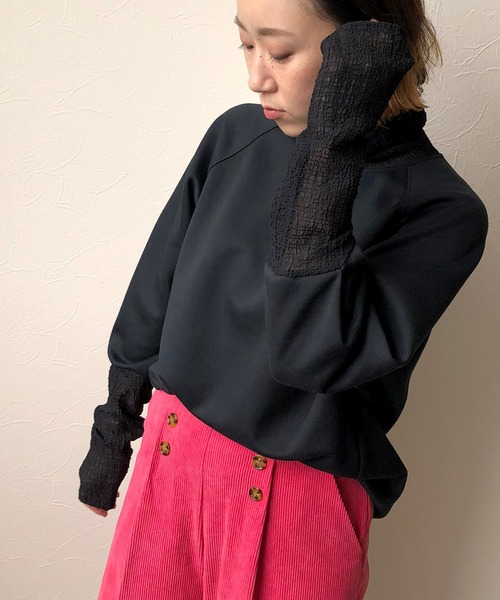 LHELBIE（レルビエ）の「レイヤードライクダンボールニットトップス（その他トップス・レディース・ブラック/ブルー/アイボリー/グレイッシュベージュ・M）」の5枚目の写真