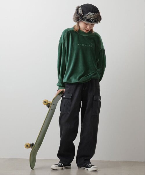 DOUBLE NAME（ダブルネーム）の「カーゴドッキングデニムストレートパンツ（その他パンツ・レディース・インディゴブルー/ブラック・FREE）」の3枚目の写真