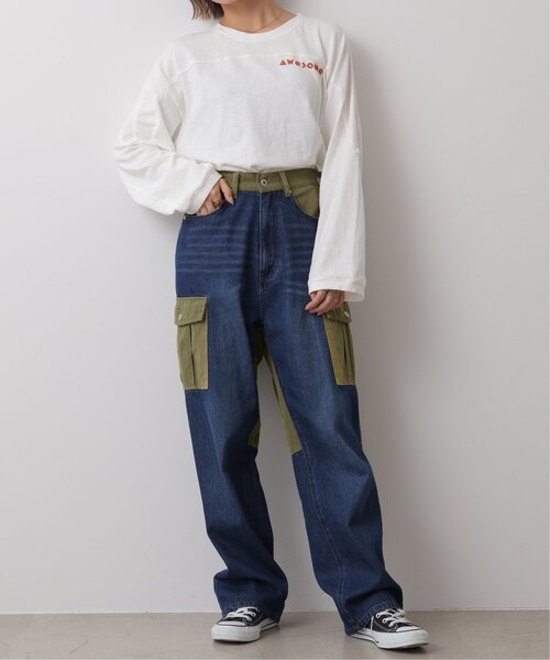 DOUBLE NAME（ダブルネーム）の「カーゴドッキングデニムストレートパンツ（その他パンツ・レディース・インディゴブルー/ブラック・FREE）」の17枚目の写真