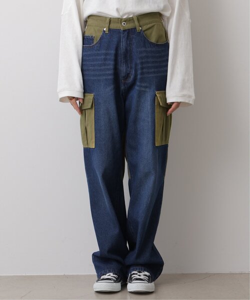 DOUBLE NAME（ダブルネーム）の「カーゴドッキングデニムストレートパンツ（その他パンツ・レディース・インディゴブルー/ブラック・FREE）」の12枚目の写真
