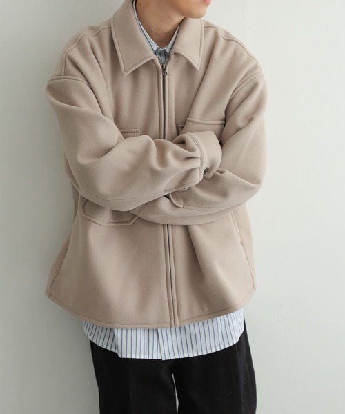 SENSE OF PLACE by URBAN RESEARCH(センスオブプレイスバイアーバンリサーチ)の「NewZealandWoolCPOブルゾン(ブルゾン・メンズ・グリーン/ブラック/ベージュ/ライトベージュ・MEDIUM/LARGE)」の3枚目の写真