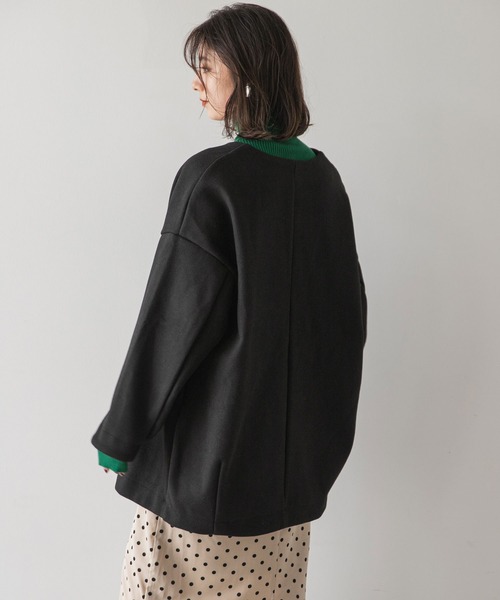 rectangle（レクタングル）の「メルトンミディコクーンコート（ノーカラーコート・レディース・ベージュ/ブラック・FREE）」の7枚目の写真