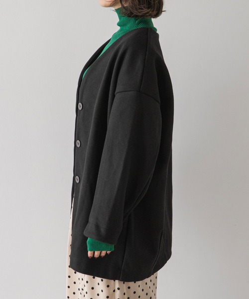 rectangle（レクタングル）の「メルトンミディコクーンコート（ノーカラーコート・レディース・ベージュ/ブラック・FREE）」の8枚目の写真