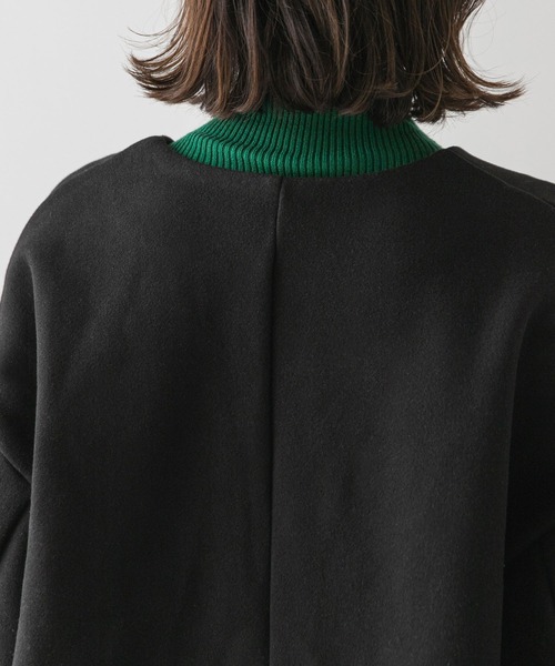 rectangle（レクタングル）の「メルトンミディコクーンコート（ノーカラーコート・レディース・ベージュ/ブラック・FREE）」の9枚目の写真