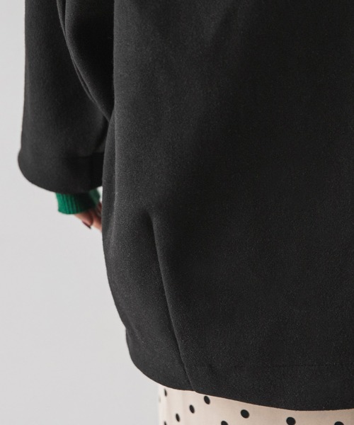 rectangle（レクタングル）の「メルトンミディコクーンコート（ノーカラーコート・レディース・ベージュ/ブラック・FREE）」の4枚目の写真