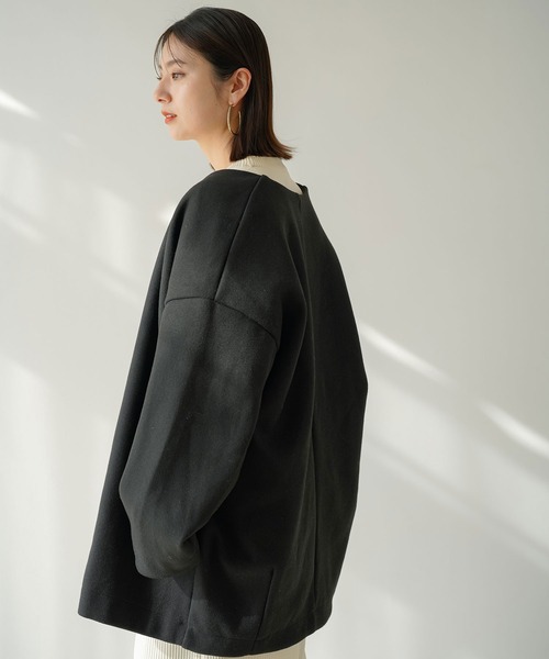 rectangle（レクタングル）の「メルトンミディコクーンコート（ノーカラーコート・レディース・ベージュ/ブラック・FREE）」の16枚目の写真