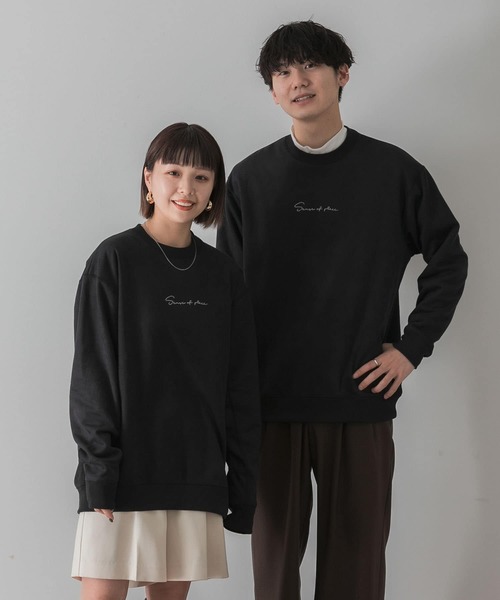 SENSE OF PLACE by URBAN RESEARCH（センスオブプレイスバイアーバンリサーチ）の「『ユニセックス』シシュウフェイクスエードスウェットシャツ（スウェット・メンズ・ライトブルー/ブラック/ブラウン/ライトベージュ・MEDIUM/LARGE）」の2枚目の写真