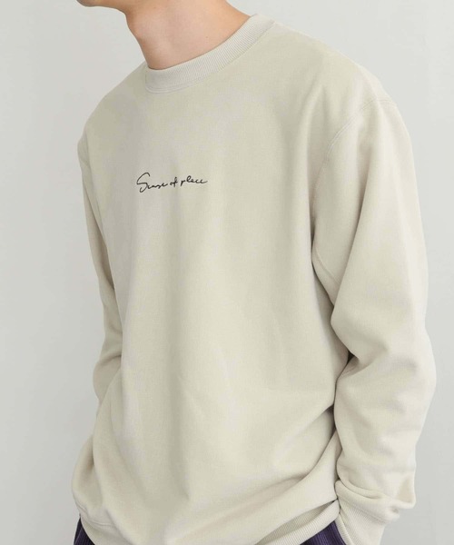 SENSE OF PLACE by URBAN RESEARCH（センスオブプレイスバイアーバンリサーチ）の「『ユニセックス』シシュウフェイクスエードスウェットシャツ（スウェット・メンズ・ライトブルー/ブラック/ブラウン/ライトベージュ・MEDIUM/LARGE）」の11枚目の写真