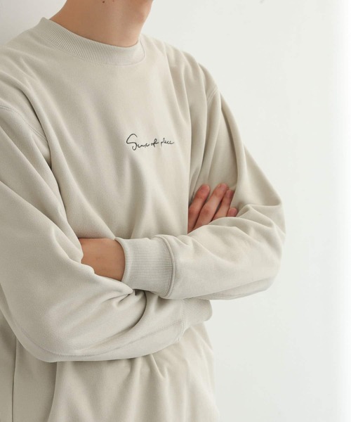 SENSE OF PLACE by URBAN RESEARCH（センスオブプレイスバイアーバンリサーチ）の「『ユニセックス』シシュウフェイクスエードスウェットシャツ（スウェット・メンズ・ライトブルー/ブラック/ブラウン/ライトベージュ・MEDIUM/LARGE）」の17枚目の写真