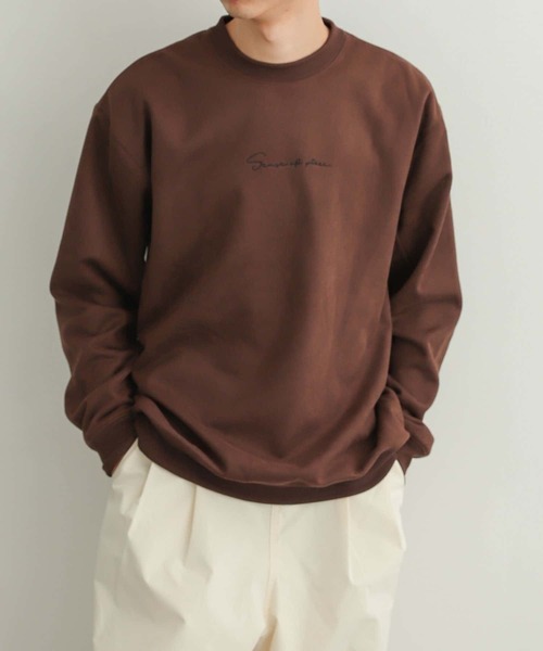 SENSE OF PLACE by URBAN RESEARCH（センスオブプレイスバイアーバンリサーチ）の「『ユニセックス』シシュウフェイクスエードスウェットシャツ（スウェット・メンズ・ライトブルー/ブラック/ブラウン/ライトベージュ・MEDIUM/LARGE）」の12枚目の写真