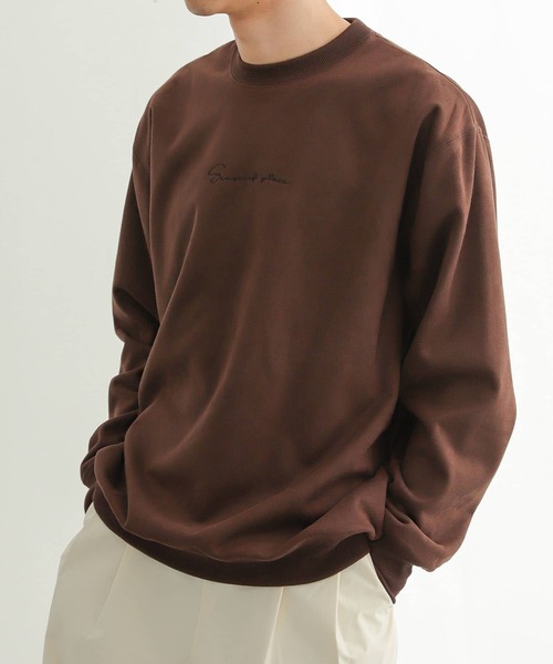 SENSE OF PLACE by URBAN RESEARCH（センスオブプレイスバイアーバンリサーチ）の「『ユニセックス』シシュウフェイクスエードスウェットシャツ（スウェット・メンズ・ライトブルー/ブラック/ブラウン/ライトベージュ・MEDIUM/LARGE）」の6枚目の写真