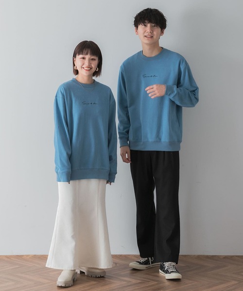 SENSE OF PLACE by URBAN RESEARCH（センスオブプレイスバイアーバンリサーチ）の「『ユニセックス』シシュウフェイクスエードスウェットシャツ（スウェット・メンズ・ライトブルー/ブラック/ブラウン/ライトベージュ・MEDIUM/LARGE）」の8枚目の写真