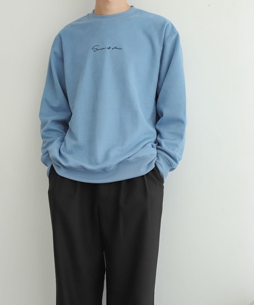 SENSE OF PLACE by URBAN RESEARCH（センスオブプレイスバイアーバンリサーチ）の「『ユニセックス』シシュウフェイクスエードスウェットシャツ（スウェット・メンズ・ライトブルー/ブラック/ブラウン/ライトベージュ・MEDIUM/LARGE）」の9枚目の写真