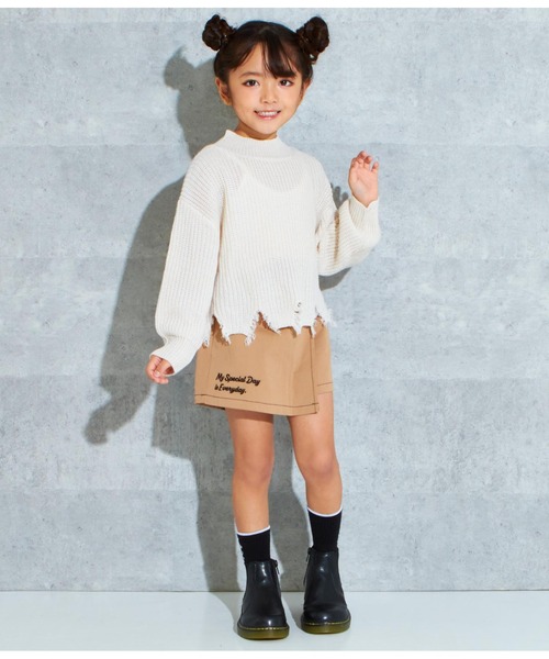 ANAP kids（アナップキッズ）の「ダメージクロップド丈ニットトップスセーター（ニット/セーター・キッズ・ネイビー/ピンク/ブラック/アイボリー・110cm/120cm/130cm）」の8枚目の写真