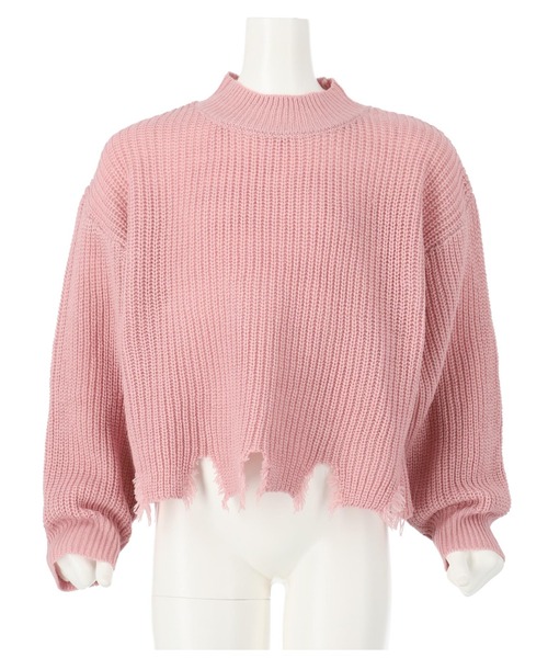 ANAP kids（アナップキッズ）の「ダメージクロップド丈ニットトップスセーター（ニット/セーター・キッズ・ネイビー/ピンク/ブラック/アイボリー・110cm/120cm/130cm）」の16枚目の写真