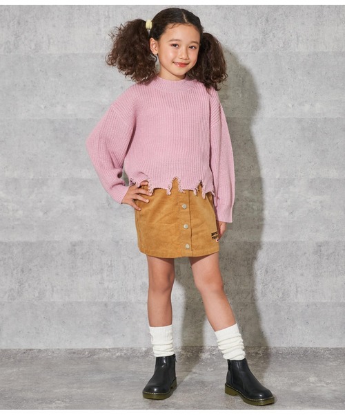 ANAP kids（アナップキッズ）の「ダメージクロップド丈ニットトップスセーター（ニット/セーター・キッズ・ネイビー/ピンク/ブラック/アイボリー・110cm/120cm/130cm）」の13枚目の写真