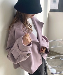 フェイクウールスタンドカラーショートコート