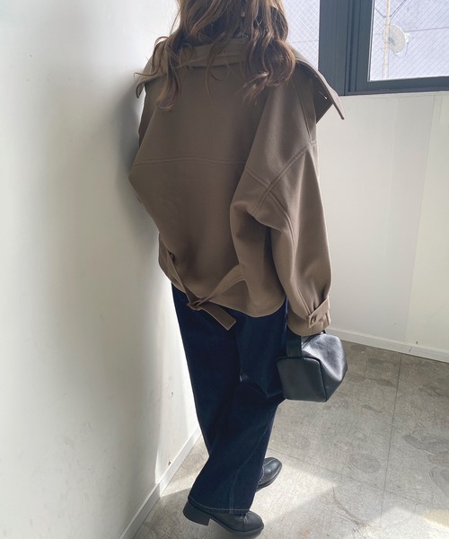 Futier land（フューティアランド）の「フェイクウールスタンドカラーショートコート（その他アウター・レディース・ブラウン/ブルー/アイボリー/ブラック/パープル・MEDIUM）」の20枚目の写真