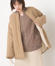 裏ボアラインキルトノーカラージャケット