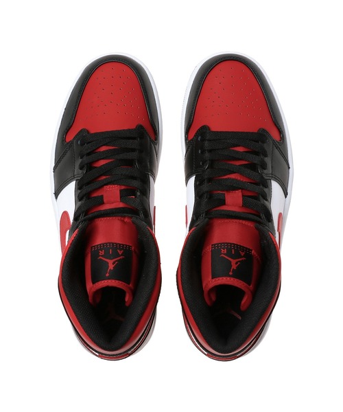 554724-079 Air Jordan 1 Mid Shoes Bred Toe Black Fire Red