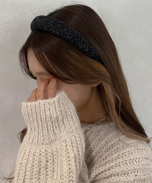 apres jour mignon(アプレジュールミニョン)の「【apresjour mignon×ARIAZ】ツイードカチューシャ(カチューシャ・レディース・ブラック/ブラウン系その他/オフホワイト・ONESIZE)」の2枚目の写真