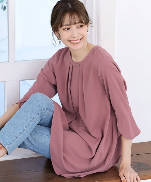 Tiaclasse（ティアクラッセ）の「【洗える】花びらスリーブチュニックブラウス（シャツ/ブラウス・レディース・ブラック/モカ/ミント/ピンク・M/L）」の10枚目の写真