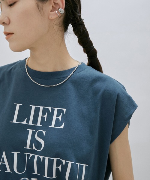 AMERICANA（アメリカーナ）の「[追加]【Americana for SALON】LIFE IS BEAUTIFUL ノースリーブT（Tシャツ/カットソー・レディース・ネイビー/オフホワイト・FREE）」の9枚目の写真