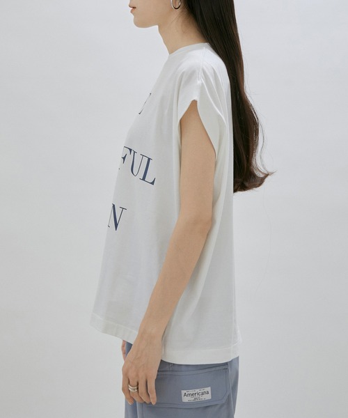 AMERICANA（アメリカーナ）の「[追加]【Americana for SALON】LIFE IS BEAUTIFUL ノースリーブT（Tシャツ/カットソー・レディース・ネイビー/オフホワイト・FREE）」の15枚目の写真