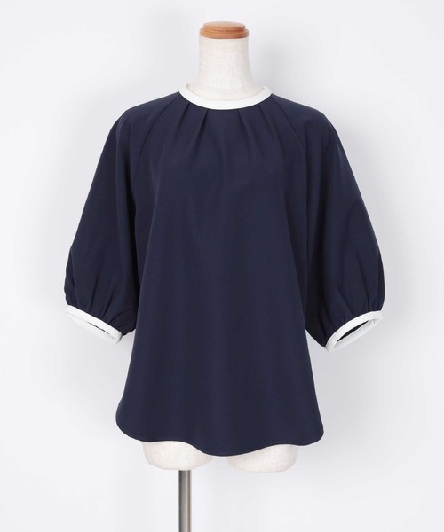UR'S(ユアーズ)の「バイカラータックネックブラウス(シャツ/ブラウス・レディース・ホワイト/ネイビー・S/M/L)」の11枚目の写真