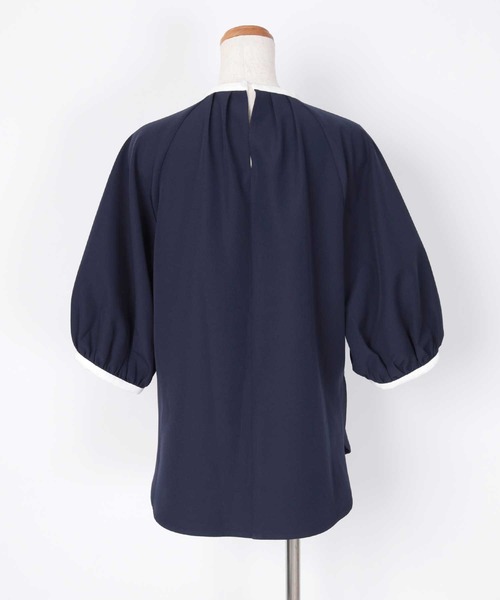 UR'S(ユアーズ)の「バイカラータックネックブラウス(シャツ/ブラウス・レディース・ホワイト/ネイビー・S/M/L)」の9枚目の写真