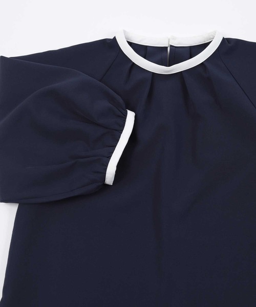 UR'S(ユアーズ)の「バイカラータックネックブラウス(シャツ/ブラウス・レディース・ホワイト/ネイビー・S/M/L)」の8枚目の写真