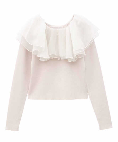 31 Sons de mode（トランテアン　ソン　ドゥ　モード）の「オーガンフリルニット（ニット/セーター・レディース・ブラック/オフホワイト/ブラック×ホワイト・36）」の16枚目の写真