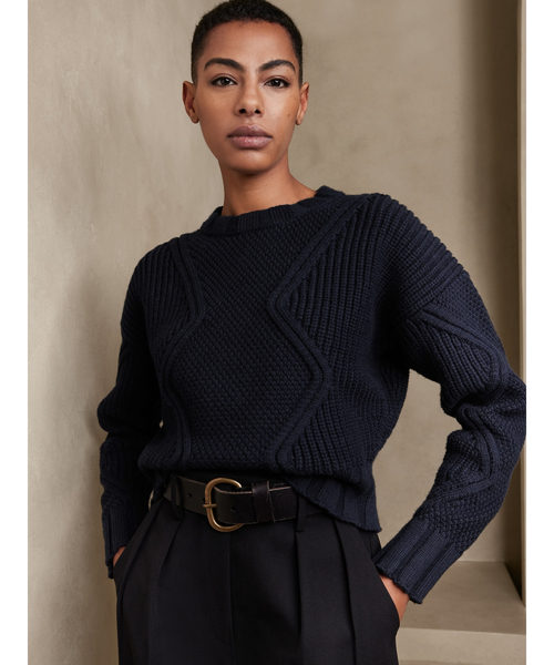 Banana Republic（バナナリパブリック）の「Tavati ジオメトリックセーター（ニット/セーター・レディース・ネイビー/アイボリー/コーラル・L/M/S/XS）」の3枚目の写真