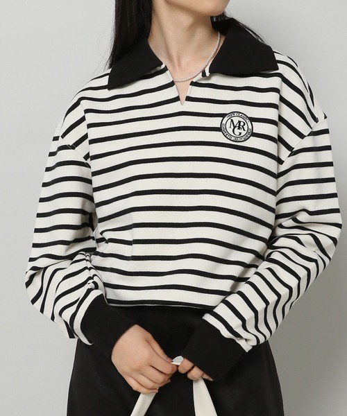 MAGPIEROBIN（マグパイロビン）の「MAGPIE ROBIN／ボーダーカラーロングスリーブ 2186351（スウェット・レディース・ネイビー/グレー/アイボリー・FREE）」の2枚目の写真