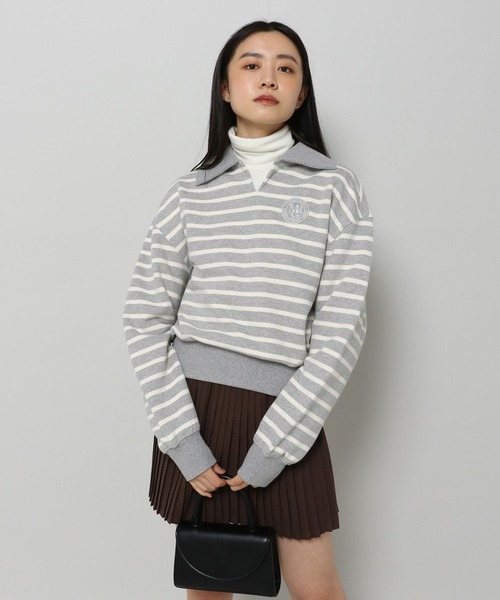 MAGPIEROBIN（マグパイロビン）の「MAGPIE ROBIN／ボーダーカラーロングスリーブ 2186351（スウェット・レディース・ネイビー/グレー/アイボリー・FREE）」の4枚目の写真